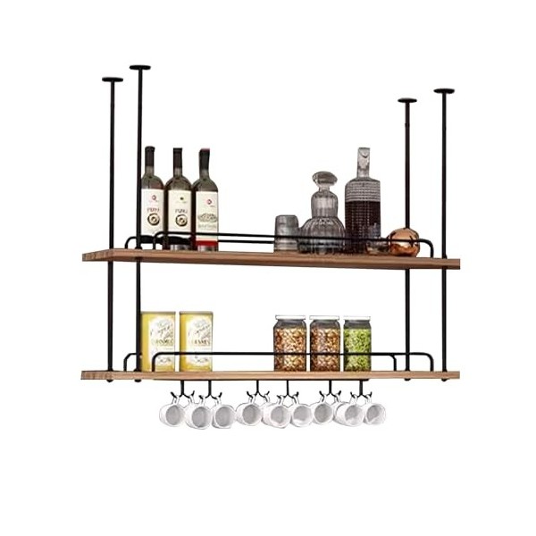 EsEntL Casier à vin Suspendu, casier à Verres à vin au Plafond en métal, Porte-Bouteille de vin à Hauteur réglable, Support d