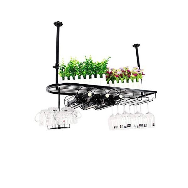 PJQUEKAIPJ Casier à vin, bar, restaurant, suspendu, casier à verres à vin, porte-gobelets à pied pour bar à la maison, peut c