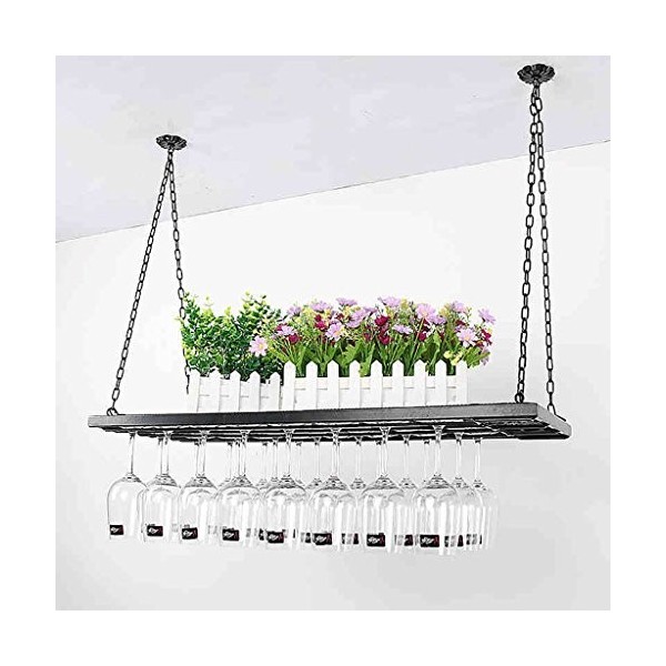 DEUYO Casier à vin en Fer forgé en Fer de Barre européenne, casier à vin inversé Porte-gobelet en Verre de vin Rouge tenture 