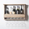PUCHEN Casier à vin mural, support de verre à vin suspendu en bois et porte-bouteille, support de verres à pied, organisateur