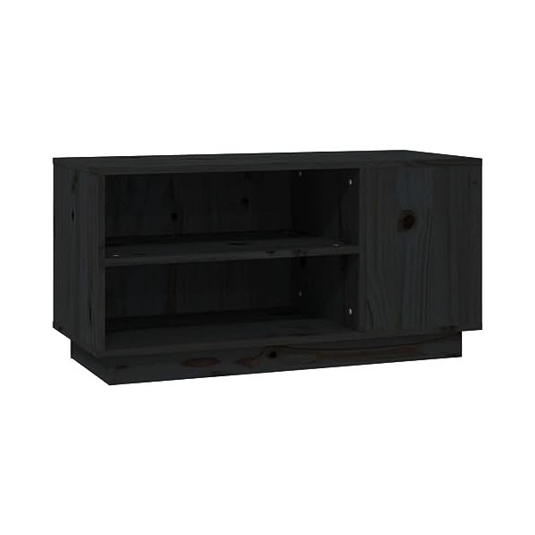 Meuble TV Noir 80x35x40,5 cm Bois de pin massif