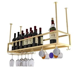 TZUFA Casier à vin, bar, restaurant, casier à verres à vin, porte-verres à pied suspendu au plafond, porte-bouteille de vin e