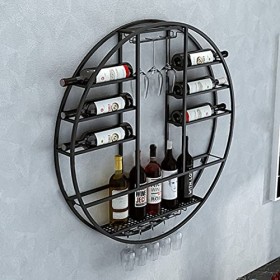 TZUFA Casiers à vin Ronds Modernes, étagère à vin Suspendue Murale, étagère de Stockage de vin en métal, présentoir Multifonc
