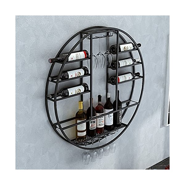 TZUFA Casiers à vin Ronds Modernes, étagère à vin Suspendue Murale, étagère de Stockage de vin en métal, présentoir Multifonc
