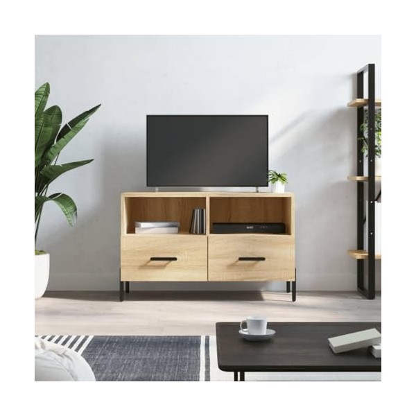 Meuble TV Chêne Sonoma 80x36x50 cm Bois dingénierie - Meuble télé, Meuble TV Industriel, Meuble Chambre, Convient pour Salon