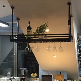 TZUFA Casier à vin Casiers à vin Suspendus, Porte-Bouteille et Verre à vin Mural, étagère de Stockage de vin en métal, Organi