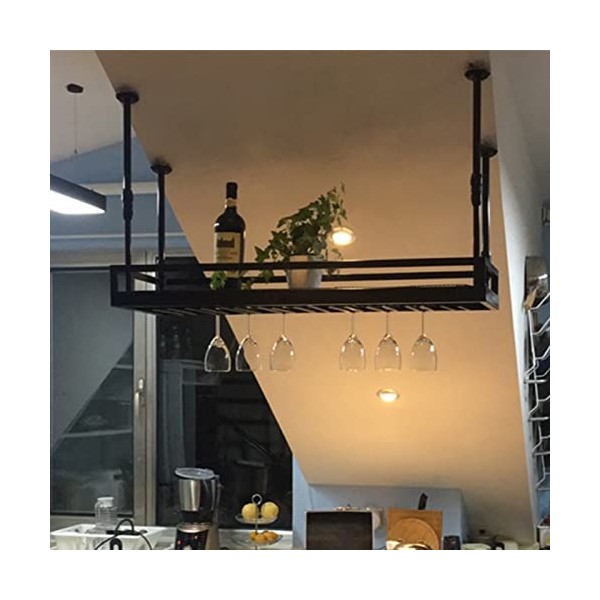 TZUFA Casier à vin Casiers à vin Suspendus, Porte-Bouteille et Verre à vin Mural, étagère de Stockage de vin en métal, Organi