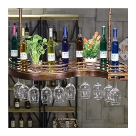 UNbit Casier à vin Mural Étagère à vin Casier à vin Suspendu, Support à vin en Bois pour Bars, gobelets en Verre de Cuisine, 