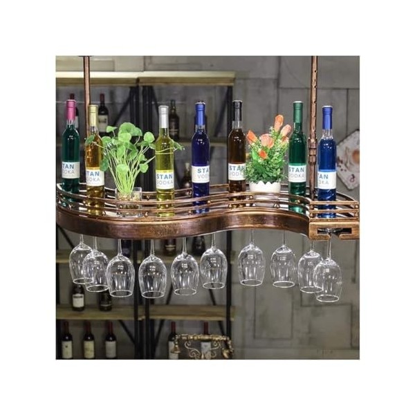 UNbit Casier à vin Mural Étagère à vin Casier à vin Suspendu, Support à vin en Bois pour Bars, gobelets en Verre de Cuisine, 