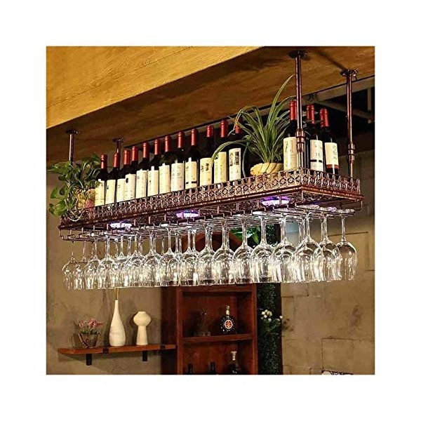 Casier à vin suspendu avec support en verre et étagère, amateurs de vin, meubles de bar et casier à vin, support de verre à v