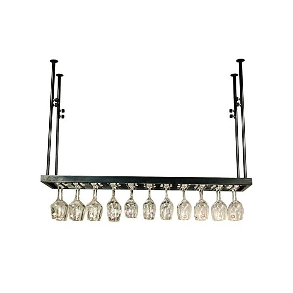 ATHUAH Casier à vin de Plafond réglable, casier à Bouteilles de vin Suspendu en métal Moderne, Support de vin daffichage ave