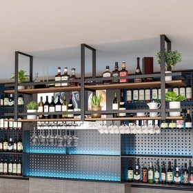 BOSDEX Porte-verre à vin à lenvers, support à vin industriel vintage en fer à suspendre, support à verres à vin, décoration 