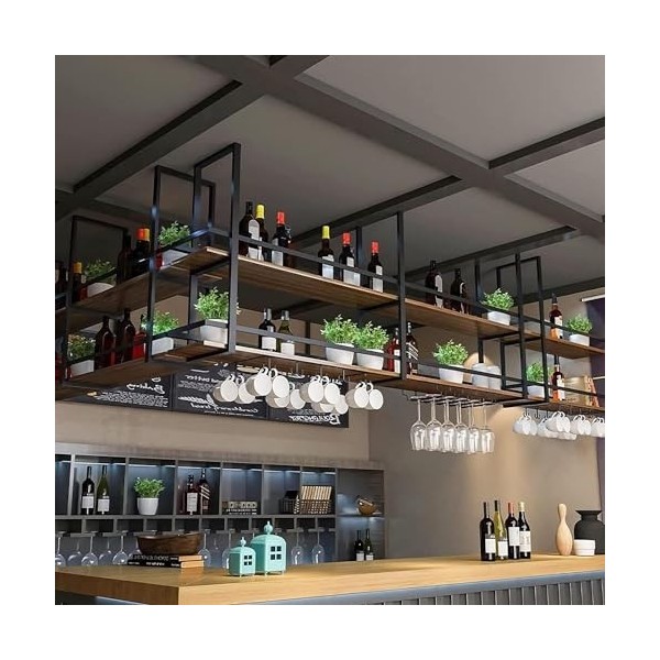 BOSDEX Casier à vin monté au Plafond Porte-Verre à vin à lenvers Cintre de Bar Domestique Porte-Verres à Pied Porte-Bouteill