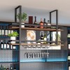 UDaca Casier à vin industriel pour mur, étagère à vin montée au plafond, support de verre à vin à lenvers, support de bar do