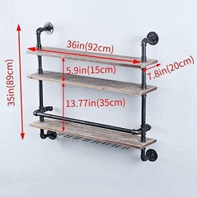 LANAZU Casier à vin Mural Industriel, casier à vin Flottant Antique à 3 Niveaux, casier à vin décoratif de Bar, adapté aux Re