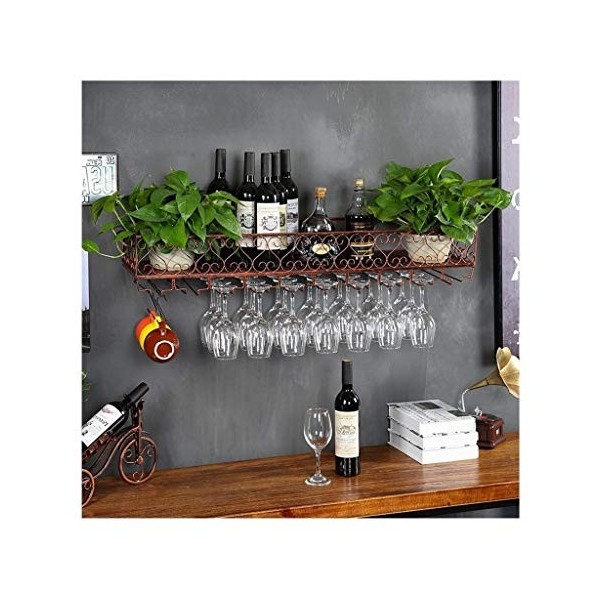 NAMUlA Casier à vin mural, cadre en fer pour restaurant suspendu, casier à verres à vin, casier à gobelets suspendu, plancher