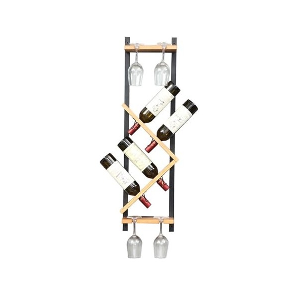 BTZHY Casier à vin Mural, étagère en Bois et en métal décoratif de Restaurant créatif, Porte-Bouteille de Stockage de vin, Su