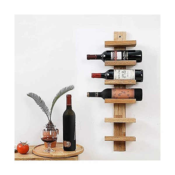 ELzEy Casier à vin Mural en Bois pour 6 Bouteilles, étagères murales de Rangement pour présentoir à vin Vintage, Couleur Bois