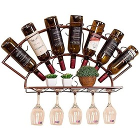 Étagère à vin casier à vin mural en bronze avec support en verre, étagère murale en métal, étagère suspendue horizontale flot