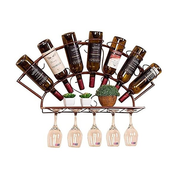 Étagère à vin casier à vin mural en bronze avec support en verre, étagère murale en métal, étagère suspendue horizontale flot