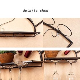 Étagère à vin casier à vin mural en bronze avec support en verre, étagère murale en métal, étagère suspendue horizontale flot