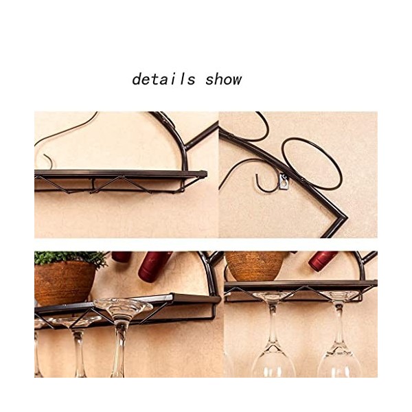 Étagère à vin casier à vin mural en bronze avec support en verre, étagère murale en métal, étagère suspendue horizontale flot