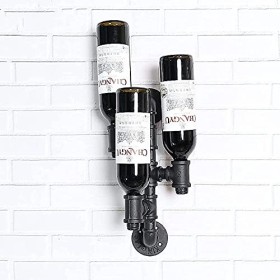 ELzEy Casier à vin Mural en Fer de Style loft avec Conduite deau/étagère de décoration pour Salle à Manger, Cuisines, Salon 