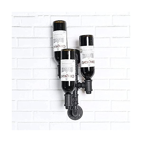ELzEy Casier à vin Mural en Fer de Style loft avec Conduite deau/étagère de décoration pour Salle à Manger, Cuisines, Salon
