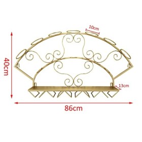 Casier à vin mural, casier à bouteilles suspendu en métal, présentoir à vin avec étagère de rangement pour verres à pied pour