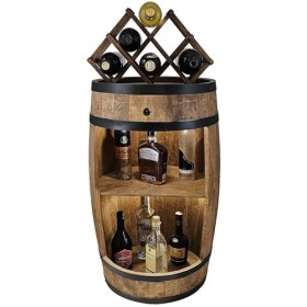 CREATIVE COOPER Baril LED avec support à vin - Casier à vin - Tonneau en bois - Bar de maison 80 x 50 cm - Décoration rustiqu