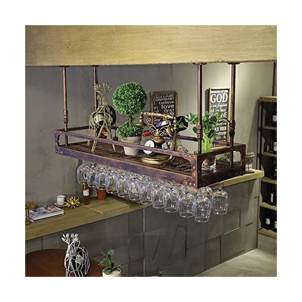 TZUFA Casier à vin Mural, étagère à vin en métal avec Support en Verre, Porte-Bouteille de Champagne Suspendu, Organisateur d