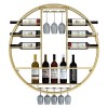 TZUFA Casier à vin mural, étagère de stockage de vin en métal, gobelets en verre de champagne à vin ronds modernes, support d