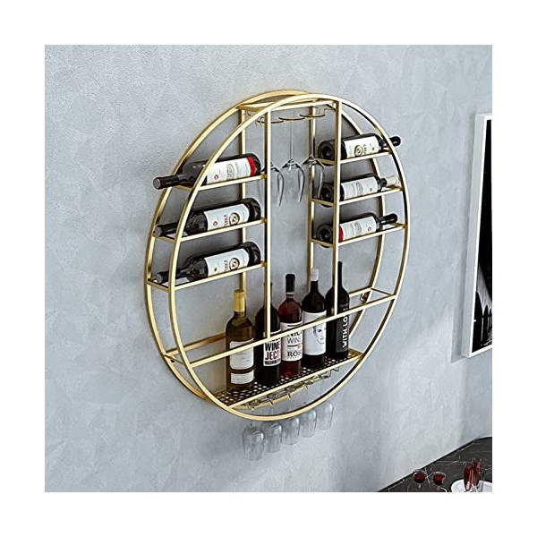 TZUFA Casiers à vin muraux en métal, étagère de Rangement à vin Suspendue Ronde, Organisateur détagère à vin Flottante pour 