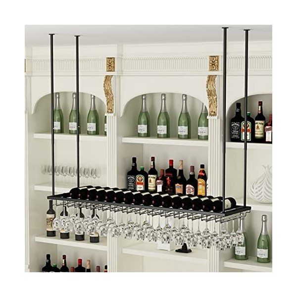 TZUFA Casier à vin de Plafond, étagère à vin Suspendue, Support de Rangement pour Verres à vin, étagère de décoration à Haute