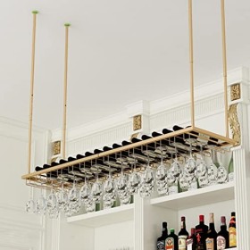 TZUFA Casier à vin Porte-verre à vin suspendu au plafond, étagère de stockage de vin en métal, support de stockage de gobelet