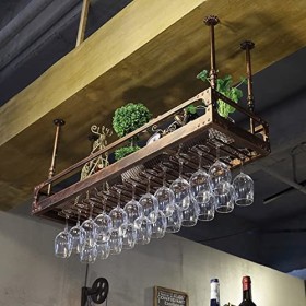 TZUFA Casier à vin industriel avec porte-verres, étagère de stockage de vin en métal, support de tasses à vin à lenvers, pré