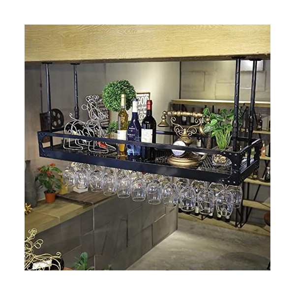 TZUFA Casier à vin Suspendu Étagère de Rangement de vin en métal Porte-Bouteille de Champagne Mural Support de Verre à vin ré