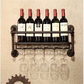 Casier à vin sur pied à suspendre au mur, rétro en fer forgé, casier à vin industriel, présentoir de rangement, porte-gobelet