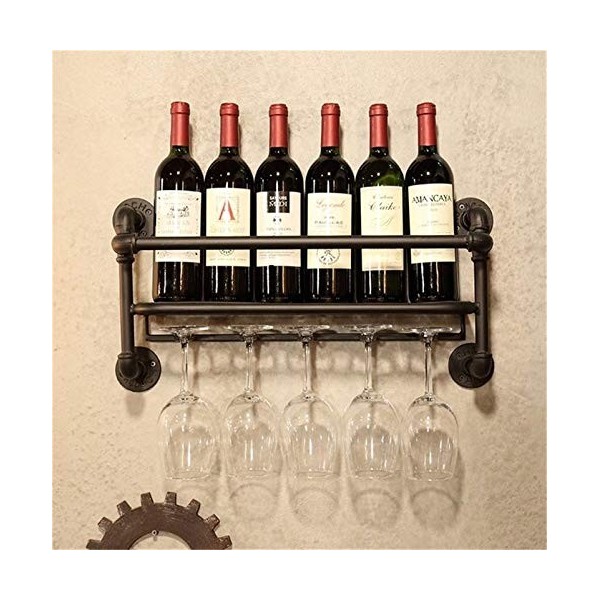 Casier à vin sur pied à suspendre au mur, rétro en fer forgé, casier à vin industriel, présentoir de rangement, porte-gobelet