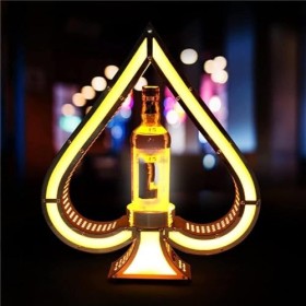 Présentoir de Bouteille de vin éclairé par LED Support de vin Lumineux Présentoir de Bouteille de vin Brûleur de Bouteille de