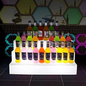 LoJax Casier à vin LED 3 étages Escaliers Coloré Télécommande Lumineux Bouteille de Vin Présentoir Bar Cocktail Stand Exposit