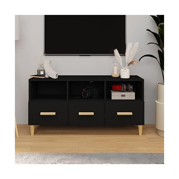 VEEKI Meuble TV, Meuble TV Suspendu, Meuble TV Industriel, Meuble TV Bois, Meuble Chambre, Convient pour Salon ou Chambre, Bl