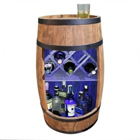 CREATIVE COOPER Baril de baril LED RVB avec porte-vin – Casier à vin – Tonneau en bois – Bar de maison 80 x 50 cm – Décoratio