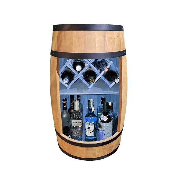 CREATIVE COOPER Baril de baril LED RVB avec porte-vin – Casier à vin – Tonneau en bois – Bar de maison 80 x 50 cm – Décoratio