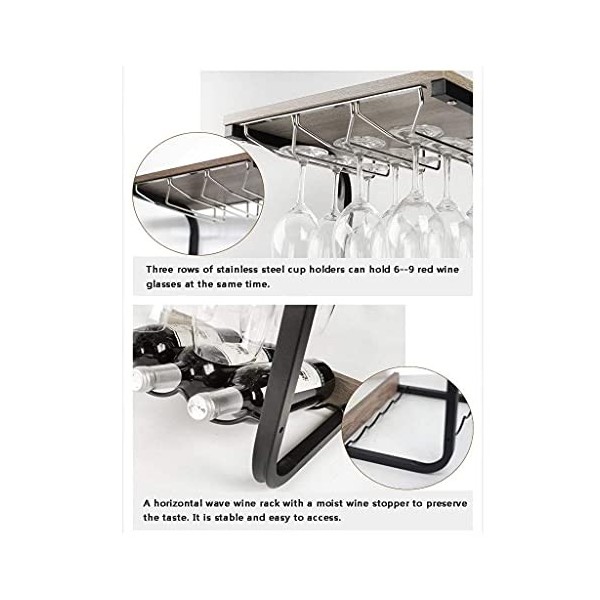 DEUYO Un casier à vin, support, cintre suspendu pour armoire suspendue, support de bar, support familial, porte-gobelet à vin