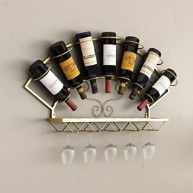 PUCHEN Casier à vin en métal, présentoir pour Verres à vin et Bouteilles de vin, étagère Murale de Stockage de vin, Organisat