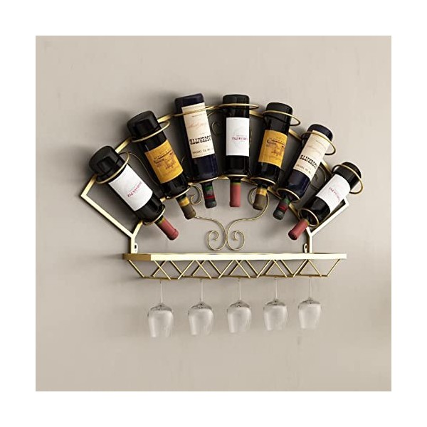 PUCHEN Casier à vin en métal, présentoir pour Verres à vin et Bouteilles de vin, étagère Murale de Stockage de vin, Organisat