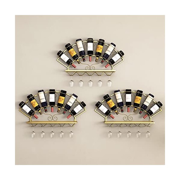 PUCHEN Casier à vin en métal, présentoir pour Verres à vin et Bouteilles de vin, étagère Murale de Stockage de vin, Organisat