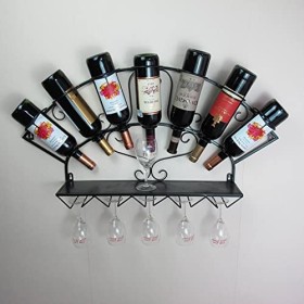 Casier à vin mural, porte-bouteille de vin suspendu et support en verre, étagère de stockage de vin en métal, présentoir mult