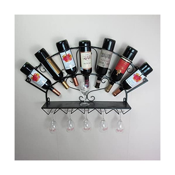 Casier à vin mural, porte-bouteille de vin suspendu et support en verre, étagère de stockage de vin en métal, présentoir mult